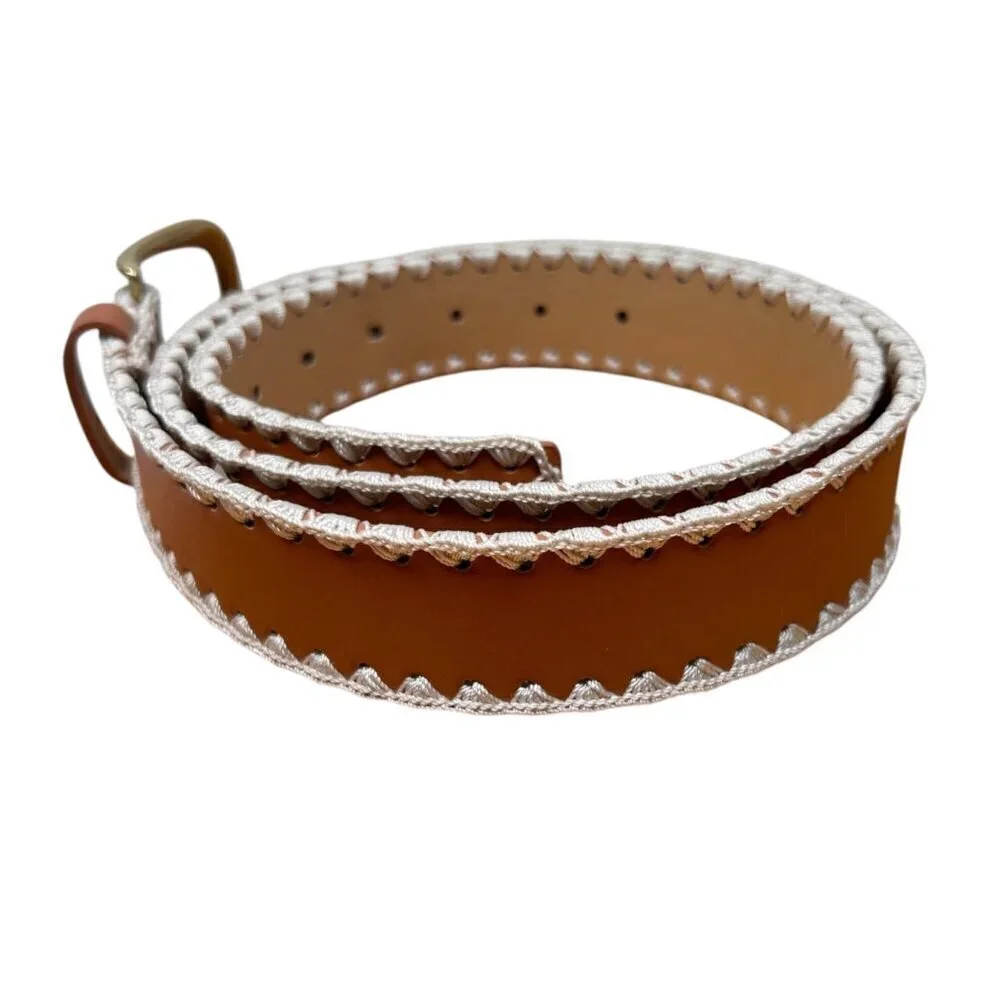 Vegan Leather Stitched Belt Boho Western Festival